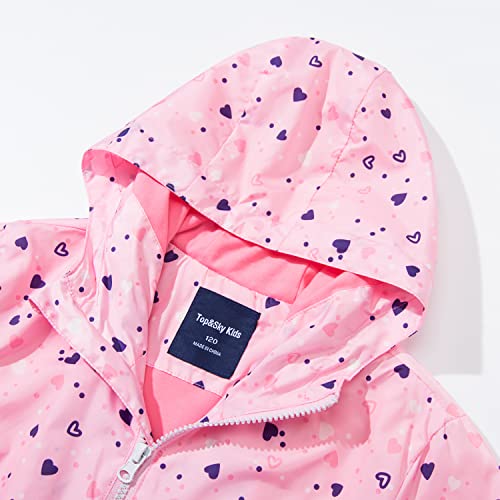 Image of MGEOY Girls Rain Jacket Lightweight Waterproof Hooded Cotton Lined Raincoat Windbreaker for Kids Size 4-12 Years