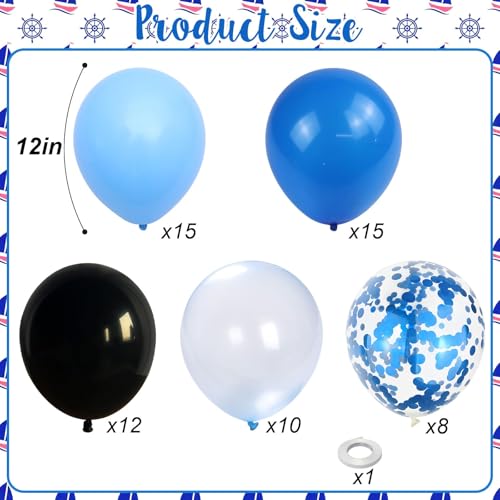Image of Blue and Black Balloons, 60pcs 12 Inch Dark Royal Pearl Light Blue Black Balloons with Confetti Balloon for Boys Men Birthday Graduation Class of 2026 Video Game Retirement Father's Day Party Decor