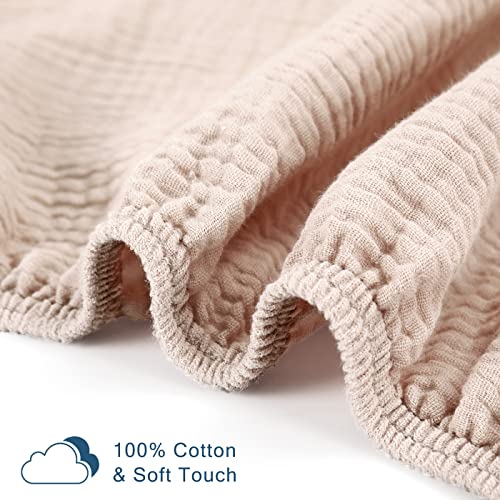 Image of GRSSDER Soft Muslin Crib Sheet 1 Pack, 100% Cotton Crib Sheets for Boys and Girls, Fit Standard Crib Mattresses 52 inch x 28 inch Safe and Snug, Natural