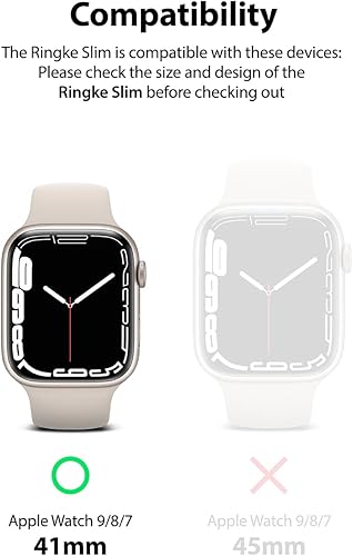 Miniatura 2 de Ringke Slim Anti-Yellowing Material  2 Pack Compatible with Apple Watch Series 8, 7 41mm Case for Minimalist, Solid Transparent Cover for Women, Men