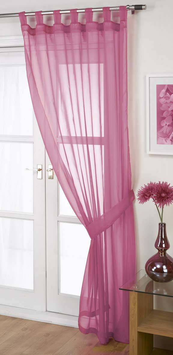 John Aird Fuchsia Woven Voile Tab Top Curtain Panel - Tieback Included - Single Panel (, 58" Wide X 54" Drop)