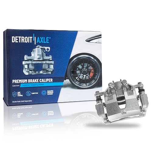 Image of Detroit Axle - Front Right Brake Caliper for 2012-2017 Hyundai Accent | Kia Rio, 2012-2014 Dodge Attitude, 2013 Brake Caliper with Bracket Replacement