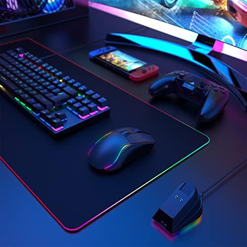 RisoPhy Wireless Gaming Mouse with RGB Magnetic Charging Dock, Lightweight Tri-Mode Gaming Mouse Wireless Up to 20KDPI 300IPS 1000Hz with Chroma RGB Backlit, Buttons Fully Programmable, for PC,Mac