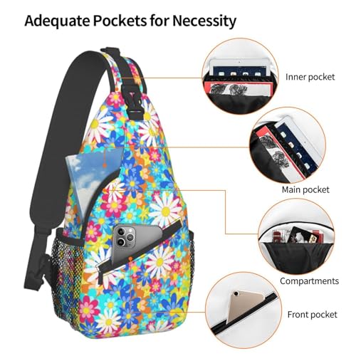 Daisy Flower Sling Backpack Chest Bag Crossbody Shoulder Bag Gym Cycling Travel Hiking Daypack For Men Women4