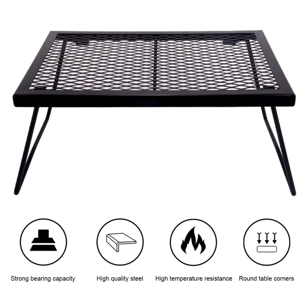 Parrilla plegable para fogata, parrilla de campamento resistente para campamento, parrilla plegable para barbacoa al aire libre, camping