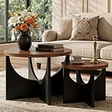 IRONCK Nestingtisch Set aus 2, Couchtisch rund, Moderner Couchtisch aus Holz für Wohnzimmer & Schlafzimmer, Walnuss