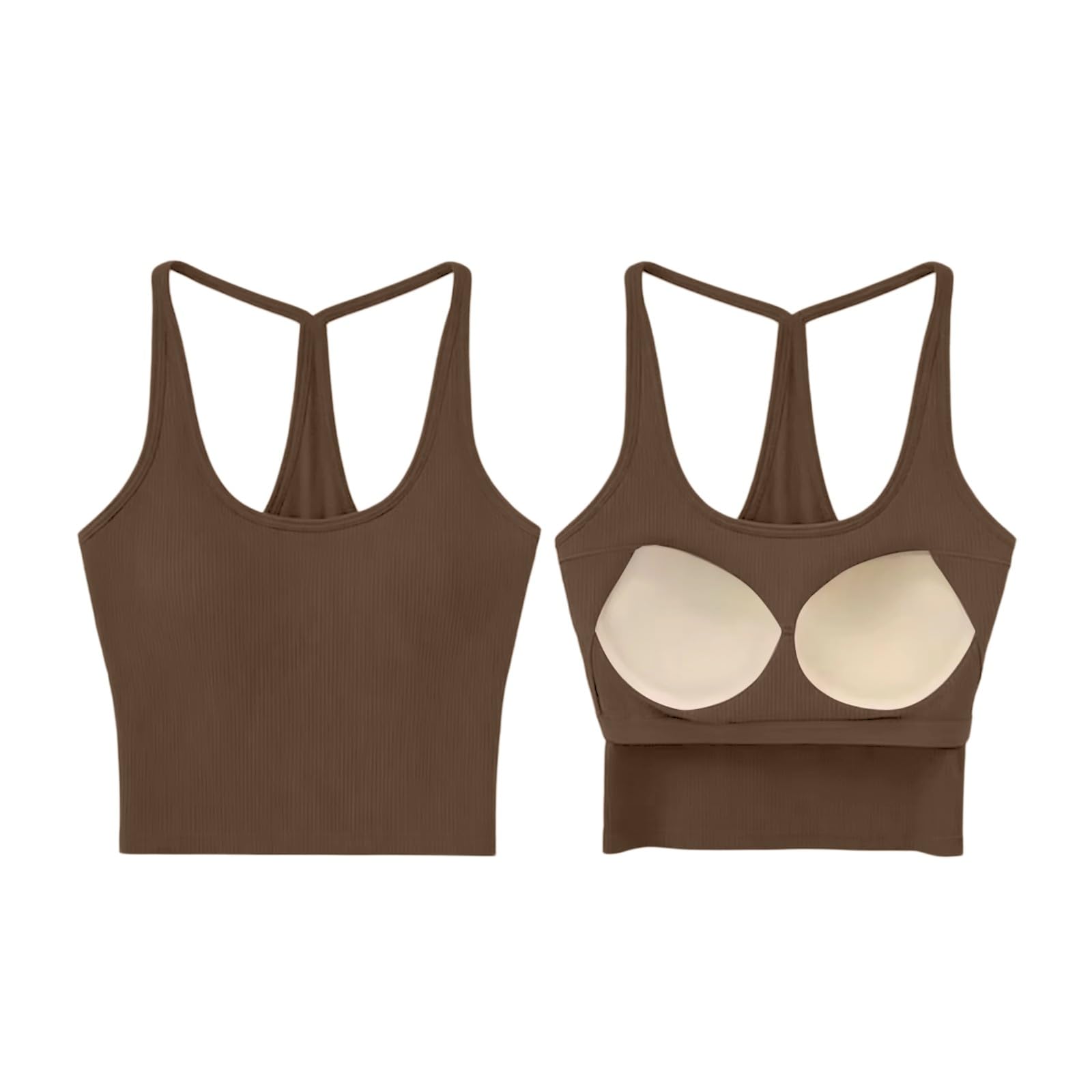 Canotta da donna con reggiseno integrato, basica, da yoga, imbottita, con reggiseno integrato, canottiera da allenamento, per il tempo libero, top senza spalline