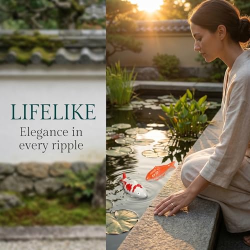 Image of Abaodam 2PCS Floating Fish Ceramic Koi Fish for Pond Fountain Garden Decor | Fake Fish china Glaze Craftsmanship Artificial Small Ceramic Figurines for Bird Bath Outdoor Water Decor