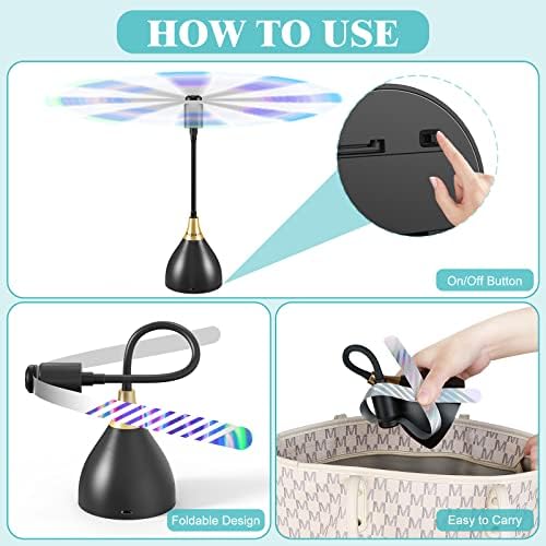 Neijiaer Fly Fans for Tables, USB or Batteries Powered, Soundless and Portable Fly Fan, Keeps Your Food Clean, Practical Fan with Soft Blades (Black 2 Packs) - 5