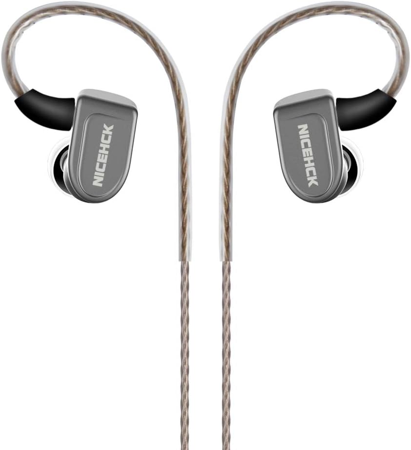 NICEHCK N3 2DD Piezoelectric Ceramics Driver Hybrid 3 Units in Ear Earphone MMCX Detachable HiFi Earphone Metal Shell Dual Dynamic Driver with Sliver Plated Cable 3.5mm Plug (3.5mm, Gray)