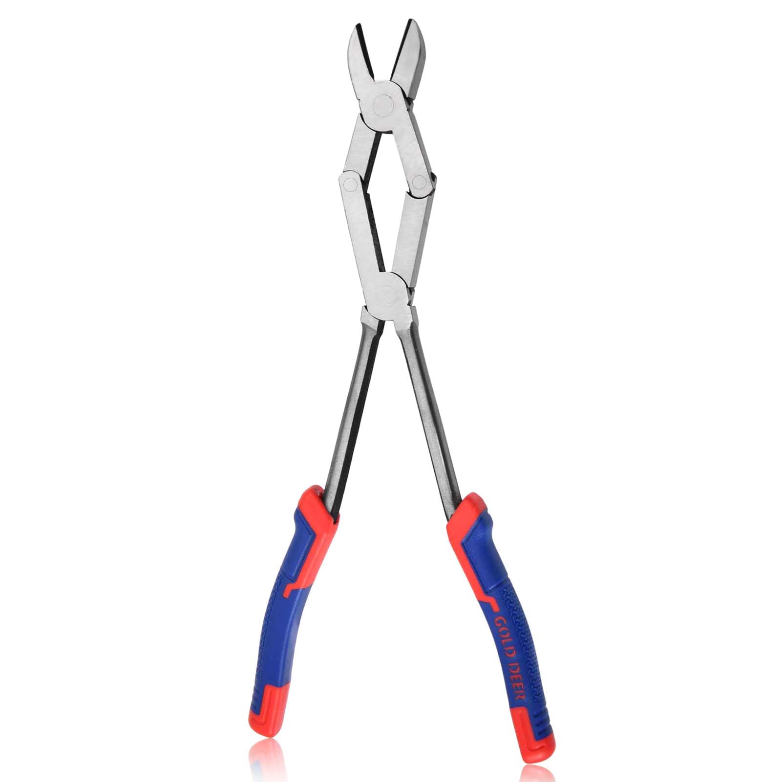 GOLD DEER 13Inch Long Reach XL Dual Pivot Wire Cutting Pliers Double-Joint Side Cutters Compound Action Cutting Pliers Diagonal Cutters Extra Long Pliers for Hard to Reach Narrow Spaces