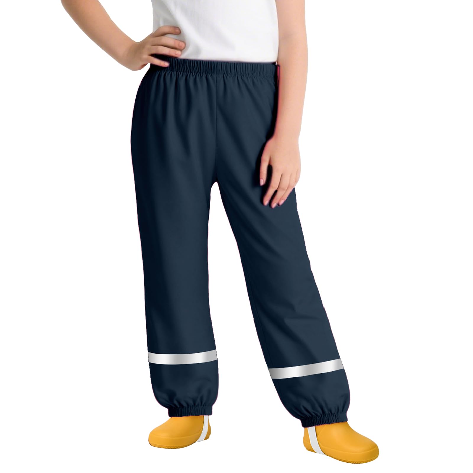 Domueay Pantalon De Pluie Enfant Imperméable - Salopette Respirante Avec Bandes Réfléchissantes 1-10 Ans