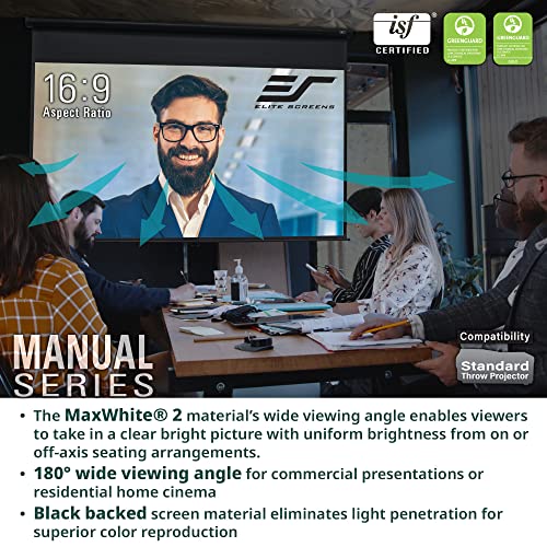 Image of Elite Screens Manual Series, 150-INCH 4:3, Pull Down Manual Projector Screen with AUTO LOCK, Movie Home Theater 8K / 4K Ultra HD 3D Ready, 2-YEAR WARRANTY, M150UWV2