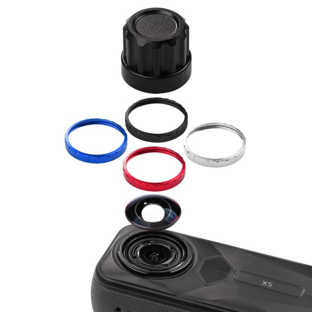Kit de remplacement pour Insta360 X5 avec outil de remplacement d'objectif DIY et anneaux multicolores – Ensemble d'objectifs optiques HD pour appareil photo à 360 degrés (anneau bleu double)