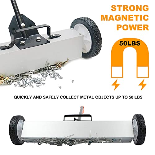 image for Toolwiz 36'' Magnetic Sweeper with Wheels, 50 Lbs Capacity Rolling Mag