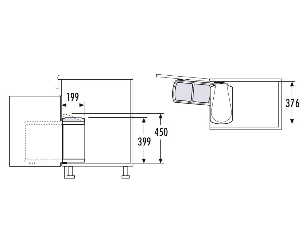 Hailo Abfallsammler 3416001 | Schwenkbarer Einbau Mülleimer Duo 16 L | Für Küchenschränke ab 45 cm Breite mit Drehtür | Robustes Weißes Design | Einfache Montage | Perfekt für Mülltrennung