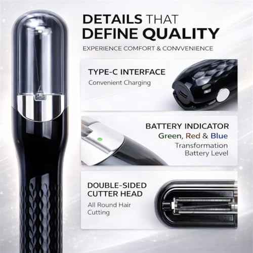 Image of ESCUCHA Cordless Split End Hair Trimmer Machine | Rechargeable Electric Split Ends Remover Tool for Dry, Damaged, Curly, Frizzy Hair | 2-in-1 Automatic Split End Cutter for Men & Women, Black