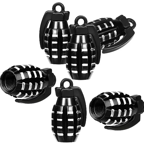 ZEACCT Tire Valve Stem Cap, 6Pcs Grenade Shape Aluminium Dust Caps, Universal Fit for Bicycle, Passenger Car, Motorbike