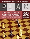  5 year monthly planner 2020-2024: 2020-2024 Five Year Planner : password keeper and Journal, 60 Months Calendar (5 Year Monthly Plan Year 2020, 2021, 2022, 2023, 2024 )  chess board design
