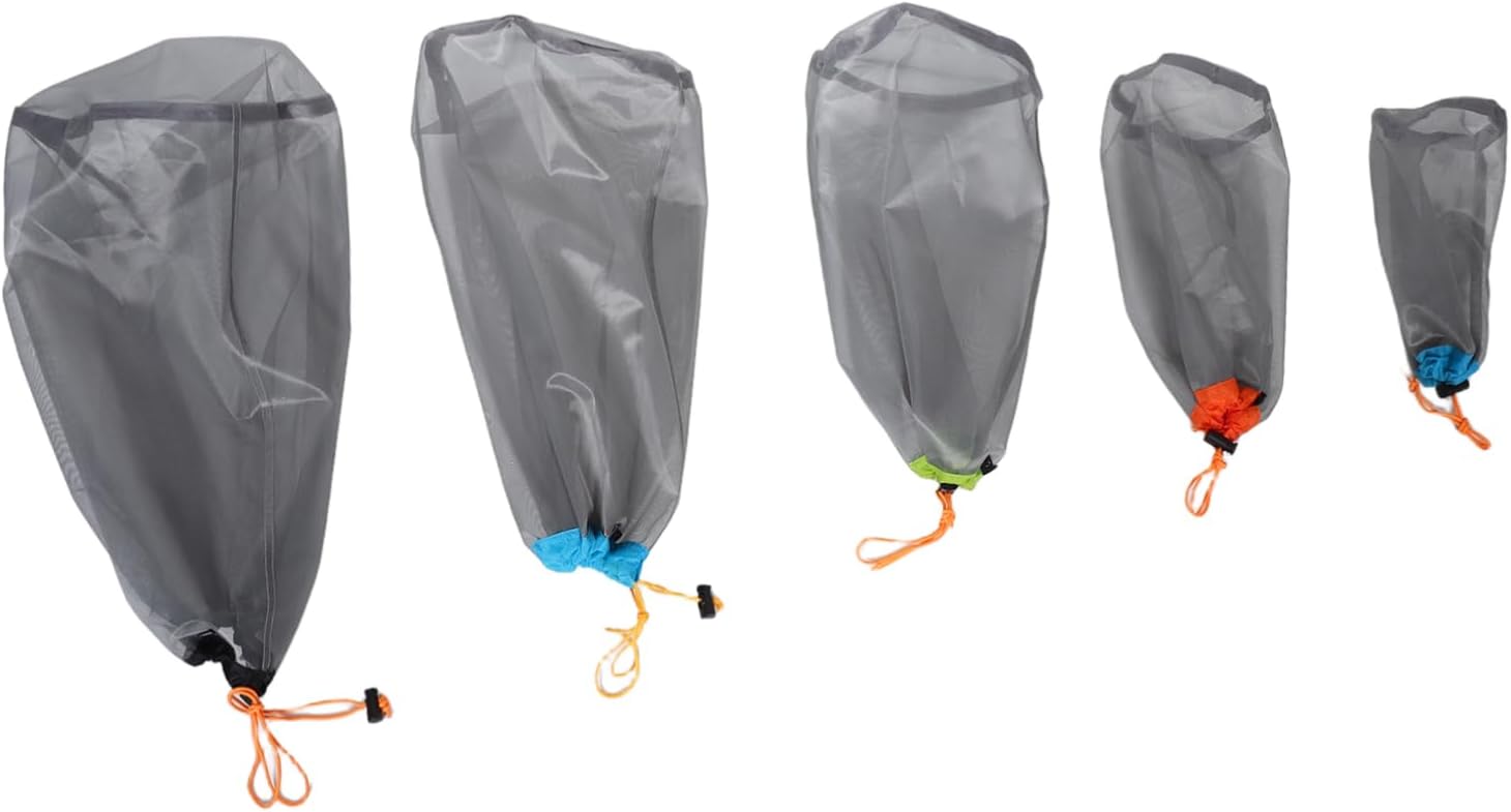 Toyvian 1set Reusable Polyester Mesh Storage Sack for Camping Travel and Outdoor Gear Drawstring Bag Grey Lightweight and Durable Stuff Sack for Sleeping Bags and Clothing