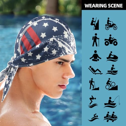 Image of 8 Pack Do Rag Skull Caps for Men Cap Bandana Hat Sweat Wicking Cooling Helmet Liner Cycling Beanie Head Wraps Rag