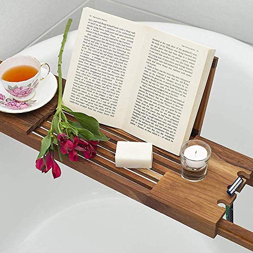 Plateau de bain en bambou réglable pour un moment spa relaxant à la maison