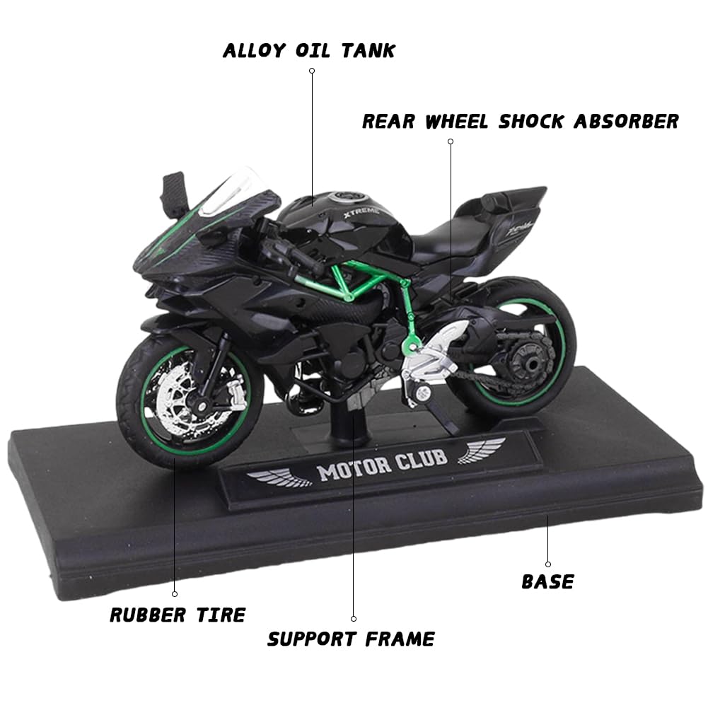 Tupinerq Modellismo Motocicletta Simulazione,Motocicletta della 1:12 Mini Simulazione della, Fuoristrada In Lega Pressofusa Modello per Adulti Uomo Ragazzo, Decorazione Regali di Festa (Nero-blu)