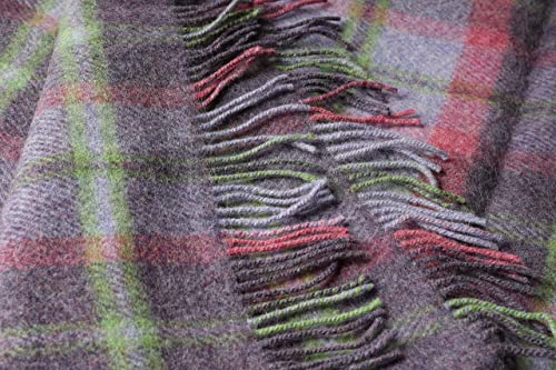 Genuine Irish, 100% Wool Throw & Toss Blanket, Traditional Plaid Print, Soft Warm Heirloom Quality Lambswool, Imported from Ireland, 54" x 72" Inches, Purple