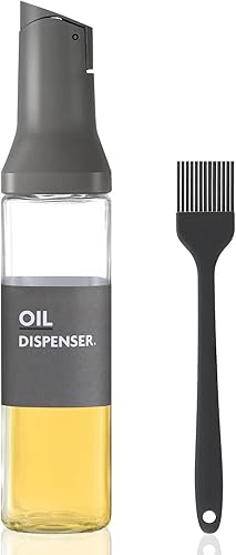 Lospara Dispensador de aceite de oliva, dispensador de aceite de vidrio transparente de 17 onzas, fácil de limpiar, botellas de contenedor de aceite