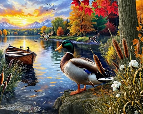 Springbok Mallard Morning Glow 1000 Piece Jigsaw Puzzle for Adults - Duck by the Lake - Unique Cut Pieces - Made in USA