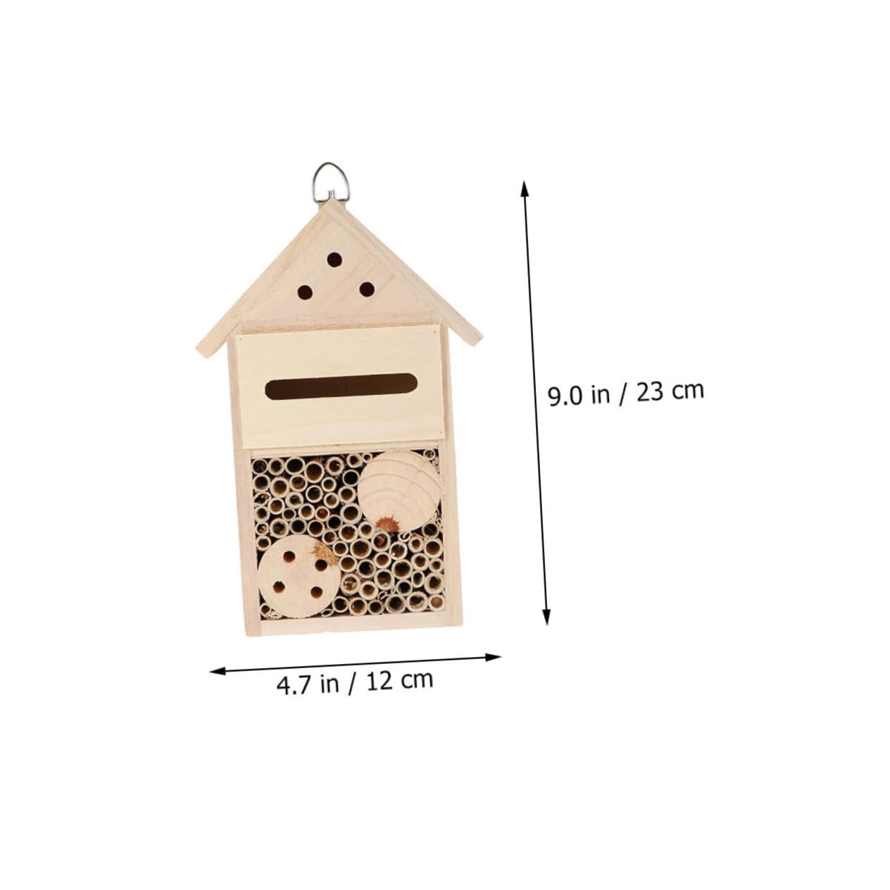 ERINGOGO 2Stücke Bienenhaus für Garten Holz Insektenhotel mit Aufhängung Dekoration für Wildbienen und Insekten Naturfreundliche Nisthilfe