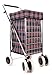 ST-SIX-01 - Carro de la compra (6 ruedas, con asa ajustable), diseño de cuadros, color azul marino