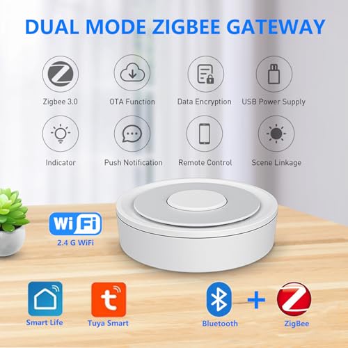 ZigBee Gateway and Bluetooth Hub, 2.4 GHz Dual Mode ZigBee Gateway, Wireless Smart Home Bridge Support Tuya Devices Remote Control, Gateway Hub Support Voice Control via Alexa – Image 3
