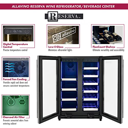 Image of Allavino 24 inch Wide 18 Bottle /66 Cans Dual Zone Stainless Steel Wine Beverage Center VSBCW34FD-2S
