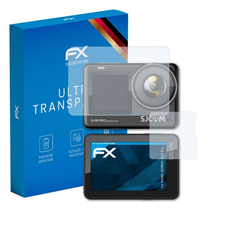 atFoliX Screen Protection Film compatible with SJCAM (QUMOX) SJ10 Pro Screen Protector, ultra-clear FX Protective Film (Set of 3)