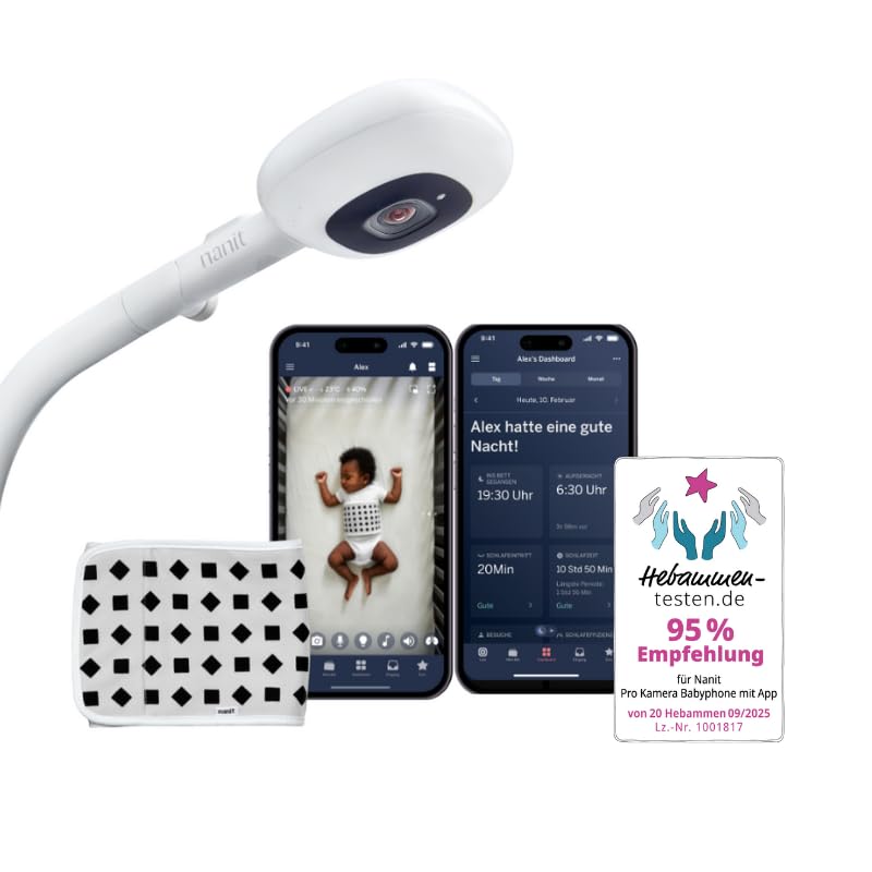 Nanit Pro Babyphone mit Kamera, Bodenständer & Atemband - Baby Kamera mit...