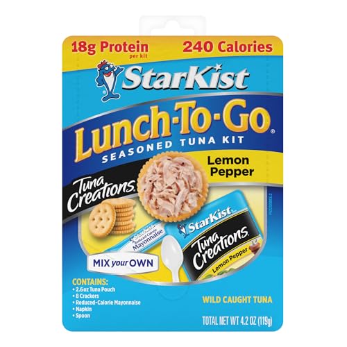 Image of StarKist Lunch-To-Go Tuna Creations Lemon Pepper, 4.2oz Kit, 12-Pack | 15g Protein Per Serving, Ready to Eat, No Draining, 200 Calories Per Serving, Perfect for Meals and Snacks