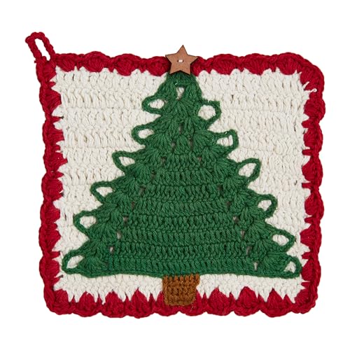 Mud Pie Icon Crochet Pot Holder, Tree, 8" x 8"