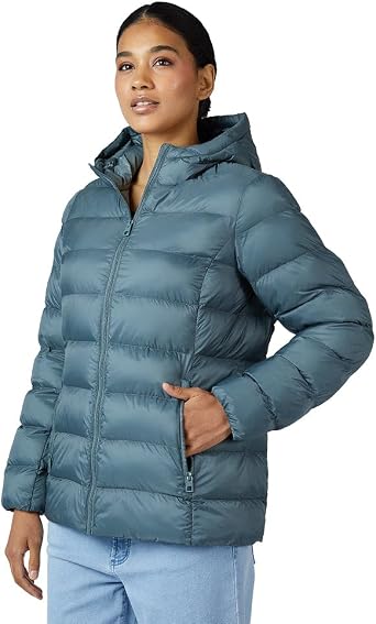32 Degrees Heat Womens Lightweight Packable Hooded Jacket Water Resistant Travel Puffer