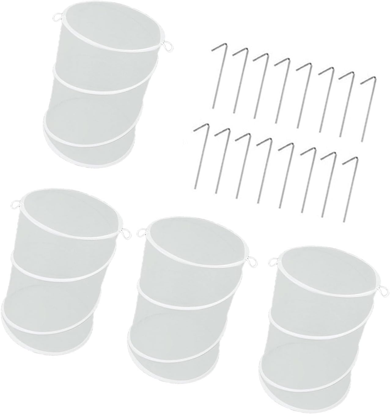 Pack of 4 Heavy Duty Animal Proof Plant Covers 20 Inch Tall 13 Inch Net Garden Protectors with Stakes Foldable Barrier Plant Covers