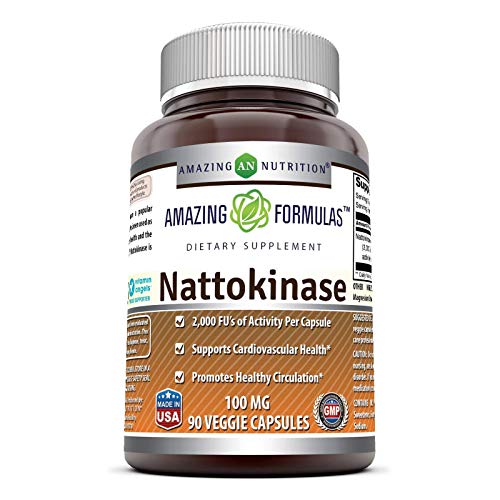 Amazing Formulas Nattokinase Dietary Supplement - 100mg, 90 Veggie Capsules. Every Vegetarian Capsules contain 2000 FU Enzyme Activity From Pure Nattokinase (an enzyme isolated from a popular Japanese food called natto)