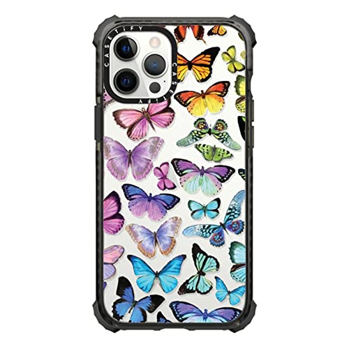 CASETiFY (�P�[�X�e�B�t�@�C) �E���g���C���p�N�g�P�[�X iPhone 12 Pro Max�p - Butterfly Rainbow (�o�^�t���C���C���{�[) - �N���A�u���b�N