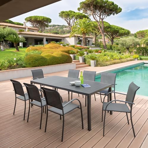 Table de jardin rectangulaire "Piazza" 8 places en aluminium traité époxy Hespéride - vue 2