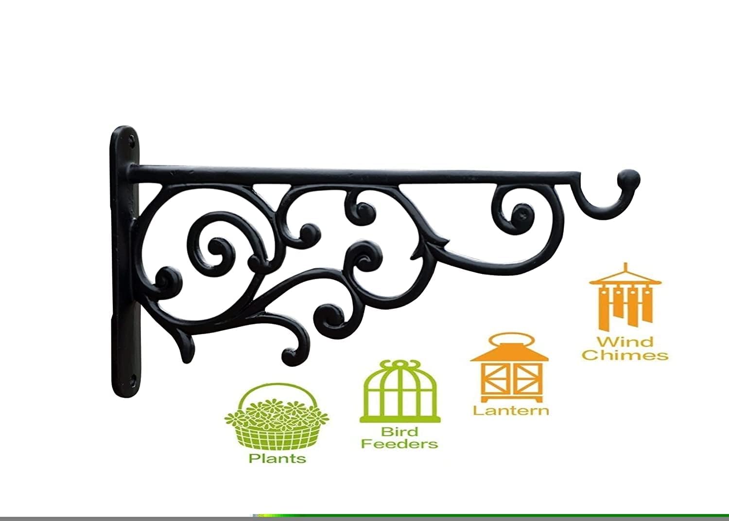 Elegant Metal Plant Stand - Black Scrollwork Bracket -5