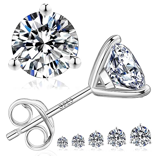 KRKC Moissanite Stud Earrings, 0.6ct D/VVS1, 14K white gold plated S925