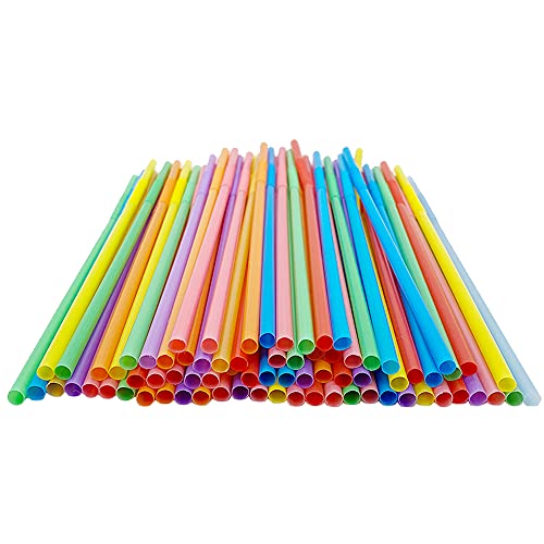 WerkaSi 200Pcs Bendy Straws and Flexible Straws, 10.3-inch Plastic Multi Colors Straws, Individually Wrapped Drinking Straws