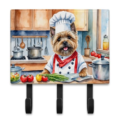 Caroline's Treasures Cairn Terrier The Chef Leash or Key Holder Wall Hooks, Key Hooks Holder, Coat Rack Wall Mount, Coat Hooks, Hooks for Hanging Keys, Towels, Aprons, Leashes