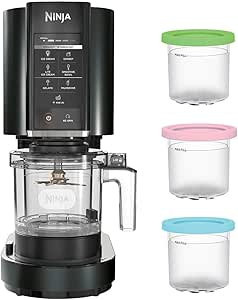 Ninja CN302CO CREAMi Ice Cream Maker, for Gelato, Mix-ins, Milkshakes, Sorbet, Smoothie Bowls &amp; More, 7 One-Touch Programs, with (3) Pint Containers &amp; Lids, Compact Size, Black (CN302CCO)