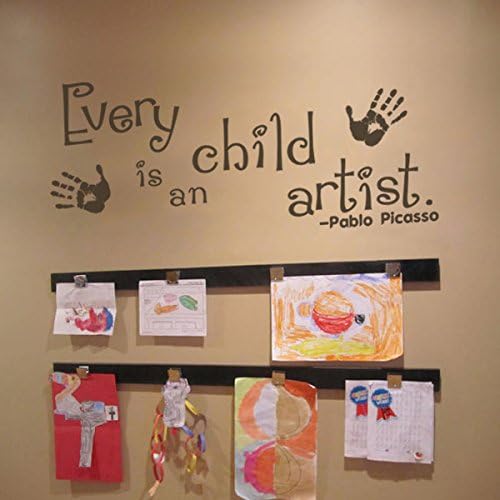 Every Child Is An Artist Picasso Wall Quotes Playroom Wall Decal Kids Artwork Nursery Quotes Wall Stickers£¨Large,Black£