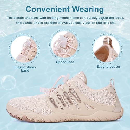 Image of Hike Barefoot Water Shoes for Women Men Footwear, Quick Dry Wide Toe Box Pro Beach Swim Athletic Sports Shoes, Non-Slip Lightweight Aqua Shoe for Pool Hiking Walking Kayaking Diving Surfing